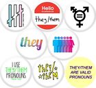 They Them Pronouns 8 New 1" Inch (25Mm) Button Pins Badge Gay Lesbian Trans Lgbt