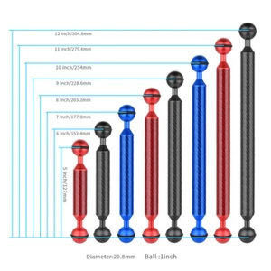 BGNING Diving Ultra Light Carbon Doppelkugelkopf Auftriebsleuchte Arm