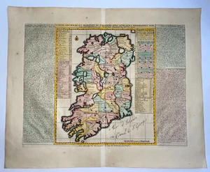 IRLANDA ANTIGUO 1719 HENRI CHATELAIN MAPA ANTIGUO GRANDE SIGLO 18 - Imagen 1 de 9