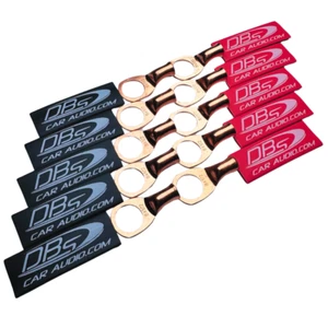 8 Gauge 100% OFC Copper Ring Terminal Lugs 1/2" Hole + Red & Black Heat Shrink - Picture 1 of 2