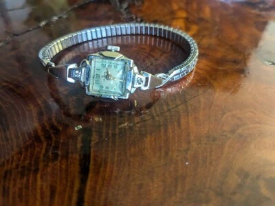 Reloj de cuarzo suizo vintage HELBROS 14K de oro blanco macizo con diamantes para mujer de 19 mm Foto 1 de 4