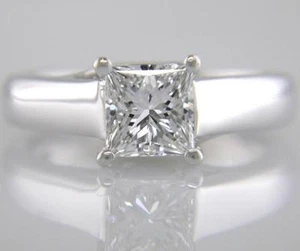 Diamant Solitär Platin Verlobungsring 1,26ct Zertifiziert Princess Cut F VS1 - Bild 1 von 1
