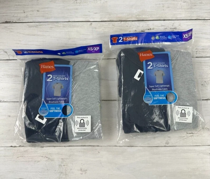 Hanes Boys Tagless T-shirts 2 PK Sz SM 6-8 by US Shipper