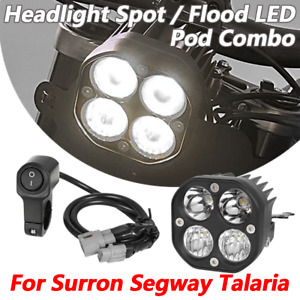 White LED Headlight Spot Flood Light Pod Combo For Talaria Segway Surron Sur Ron