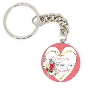 Porte clé badge Veux-Tu être ma témoin bouquet idée cadeau PERSONNALISÉ mariage - Picture 1 of 1