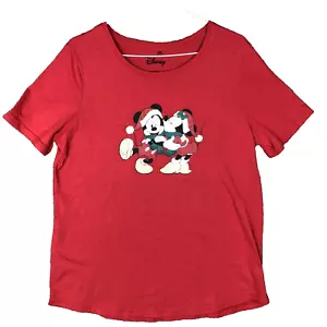 Disney Christmas Shirt 14 Adult Red Mickey Minnie Mouse Holiday Outdoor Ladies - Picture 1 of 9
