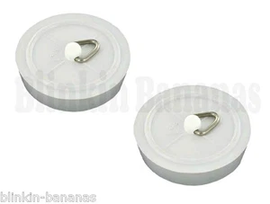 2 TAPONES DE GOMA TRADICIONALES 1.75" BLANCO COCINA BAÑO LAVABO TAPÓN - Imagen 1 de 1