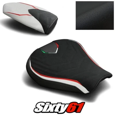MV Agusta F3 675 800 Seat Covers 2012-2018 2019 2020 Black White Luimoto Suede - Image 1 of 4
