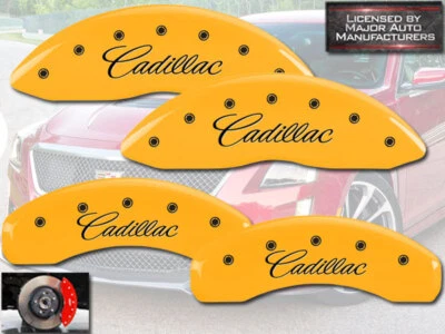 2010-2011 "Cadillac" SRX Front + Rear Yellow MGP Brake Disc Caliper Covers 4pc - Image 1 of 4