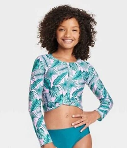 Art Class Girls XS 4/5 Miami Tropics with Front Twist Rash Guard Swim Top 1542 - Picture 1 of 7