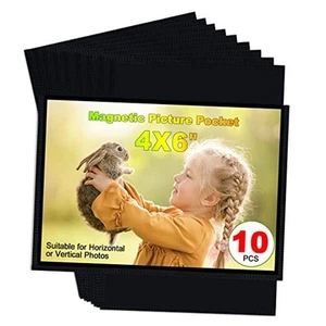 Black Magnetic Picture Frame 4X6 for Refrigerator,Photo Black 4X6" 10PCS - Picture 1 of 7