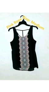 (MD) Fließendes ärmelloses Top rosa rosa schwarz/Mittelmuster - Bild 1 von 3