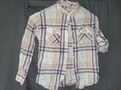 Wonder Nation Youth Girls Pink Plaid Long Sleeve Button Down Shirt Size XS 4-6 - Image 1 of 3