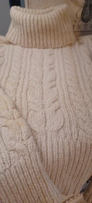 DKNY 100% шерсти кабель трикотажа черепаха шеи свитер овсянка женщин размер | S | XS - Изображение 1 из 4