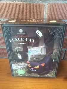 Halloween Black Cat 4 Ft Self Inflatable Light Up Huntington Home Open Box 2020 - Picture 1 of 4