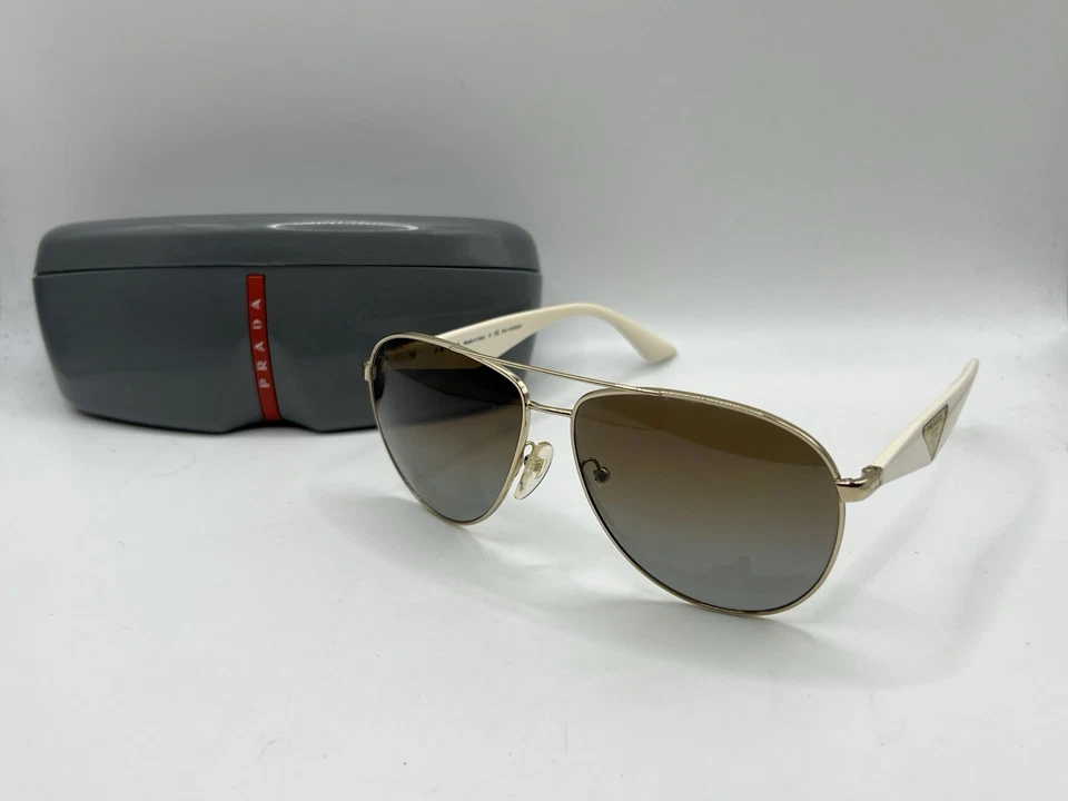 Vintage Prada SPR 53Q ZVN-6E1 Polarized Aviator Sunglasses 60-13-140 Italy - Image 1 of 4