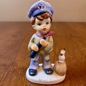 Vintage Matrosenjunge Keramik Figur mit Teleskop & Papagei Made in Taiwan 5,25" - Bild 1 von 4