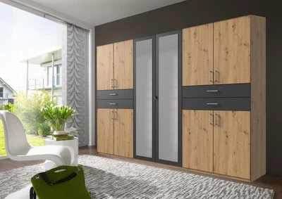 Kleiderschrank mit Spiegel Drehtürenschrank Garderobenschrank TAIGA Artisan - Bild 1 von 3