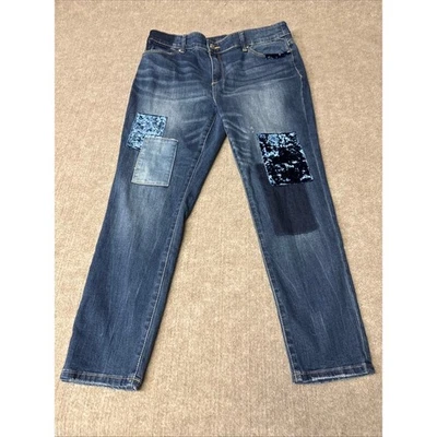 Jeans Chicos Platinum Jegging 2 (12P) Petite Blue Denim Patchwork Foto 1 de 4