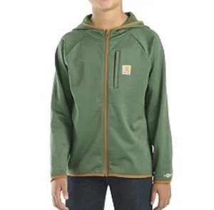 Carhartt Youth Boys Force Hooded Jacket Full Zip Green NEW - Picture 1 of 7