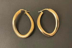 Vintage 10 K Yellow Gold  Puffy Curvy Hoop Earrings 7.6 Gram Wt - Picture 1 of 14