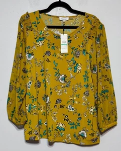 NWT Calvin Klein Floral Poet Blouse Large Peasant Romantic Cottagecore Whimsical - Picture 1 of 6