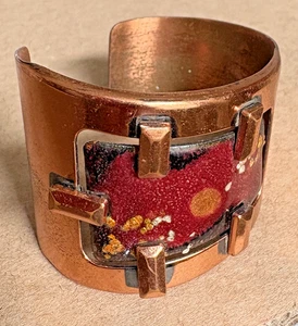 Matisse Copper Red & Yellow Abstract Cuff Bracelet - Picture 1 of 10