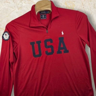 Мужская красная куртка с длинным рукавом Polo Ralph Lauren Olympic Team USA 2020 большой размер 1/2 на молнии - Изображение 1 из 4