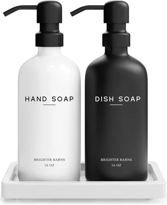 Luxury Glass Hand and Dish Soap Dispenser Set by  - Kitchen Soap Dispenser Set w - Image 1 of 4