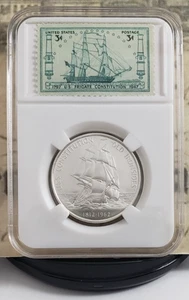 Medallón de plata arte heráldico USS Constitution 1962 con estampillas - ¡Bonito! W4 - Imagen 1 de 10