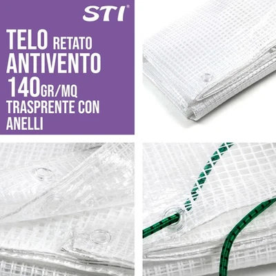 Telo bianco occhiellato retinato antivento antistrappo trasparente varie misure - Immagine 1 di 4