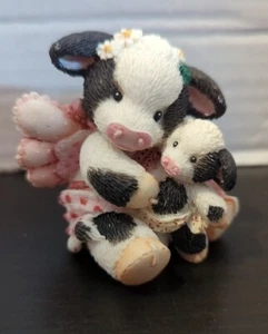 Mary's Moo Moos Cow Figurine Holding Holstein You Close 1995 Enesco 159395 Cupid - Picture 1 of 5