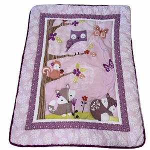 Manta edredón edredón púrpura Woodland Fox originales para dormir Lambs & Ivy - Imagen 1 de 8