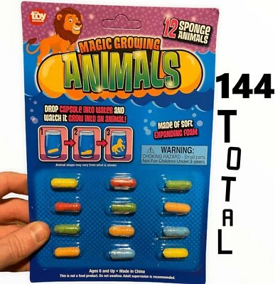 144 MAGIC GROWING ANIMAL CAPSULES - Just Add Water - Expanding Sponge Foam Toys - Image 1 of 4