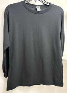Gildan Plain Black Long Sleeve Crew Neck 100% Cotton Shirt Size Youth Medium New - Picture 1 of 5