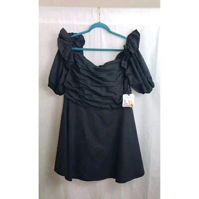 Vestido Prabal Gurung para JCPenney Plus 18W Fuera del Hombro Negro Mini Sexy Nuevo con Etiquetas Foto 1 de 4