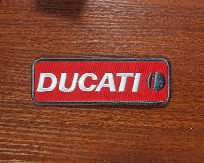Ducati Patch Italian Motorcycle Moto Touring Biker Embroidered Iron On 1x5x4.5" - Image 1 of 3
