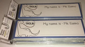 Lot Of 6 Packs, Nametags With Spanish/English iHOLA My Name Is With Dinosaur - Picture 1 of 2