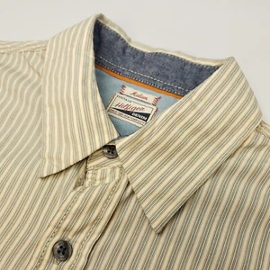 Tommy Hilfiger Stripe Shirt MEDIUM Slim Fit Yellow Mens Long Sleeve Striped - Picture 1 of 12