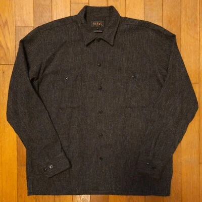 NWOT BEAMS Plus Japan Chenille Wool Military Camp Collar Shirt Dark Gray Large - Image 1 of 4