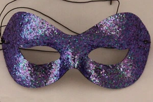 Purple Glitter Masquerade Ball Eye Mask Fancy Dress Costume - Picture 1 of 4
