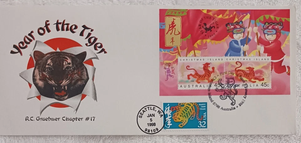 AUSTRALIA CHRISTMAS ISLAND -1998 - YEAR OF THE TIGER - FDC - #343 - Image 1 of 1