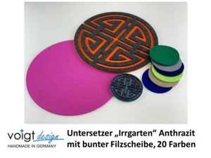 Untersetzer FILZ Irrgarten Rund 2-teilig 2 Größen Dekoration Tisch Kommode Regal - Bild 1 von 47