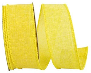 Yellow Color -- Linen Polyester Wired Edge Value Ribbon -- 1 ½ " x 10 yards - Picture 1 of 3
