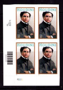 Bloque de placas 3651 estampillas de Estados Unidos 2002 MNH 37¢ Houdini - Imagen 1 de 1