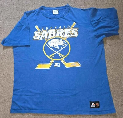 Vtg Buffalo Sabres Starter Single Stitch Shirt XL DISTRESSED - Image 1 of 4
