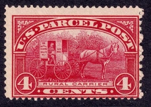 US Scott Q4, 1913 Parcel Post 'Rural Carrier', 4c carmine, VLH MINT - Picture 1 of 1