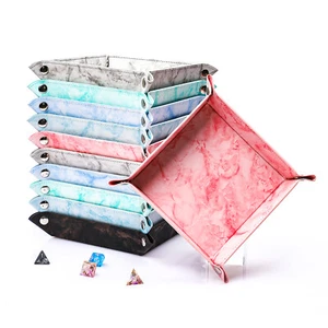 RPG Würfelbrett Vierkant Faltbare Würfelteller PU Leder Dice Tray Rollenspiel - Picture 1 of 16