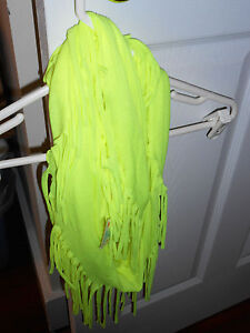 GIRLS JUSTICE NEON YELLOW FRINGE INFINITY SCARF NWT