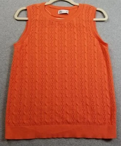 Croft & Barrow Tank Top Womens Small S Orange Cable Knit Sleeveless Stretch Knit - Picture 1 of 10